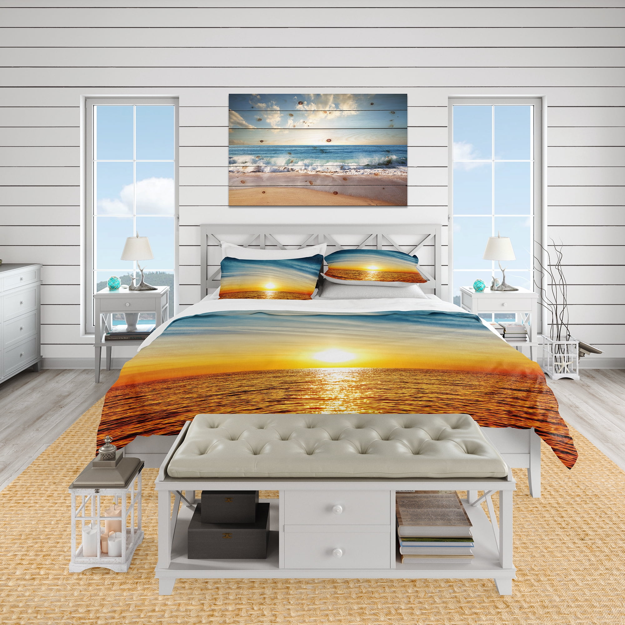 Designart 'Brilliant Texture of Sea Currents' Beach Duvet Cover Set