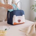 thumbnail image 3 of Mziart - Bolsa de almuerzo para mujer, fiambrera de moda, contenedor aislado impermeable, organizador de almuerzo para niñas, hombres, adultos, trabajo, escuela, picnic (azul marino) Adepaton DLM244-2, 3 of 7
