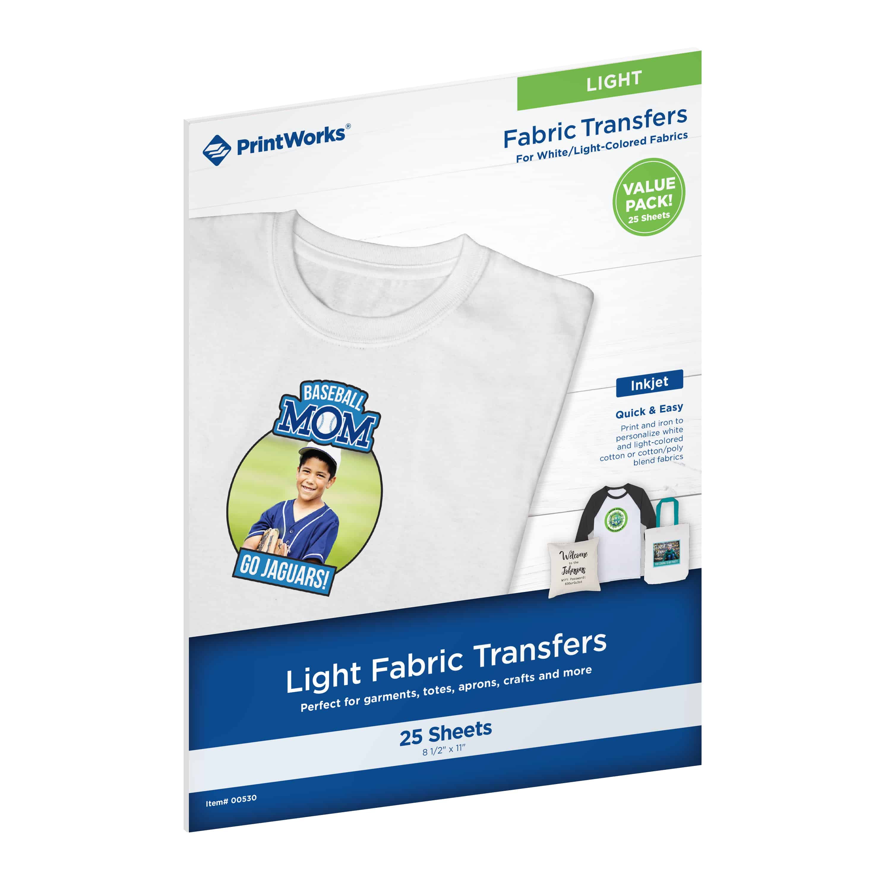 For Use on Light Fabrics Printworks White T-Shirt Transfers 