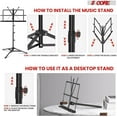 thumbnail image 3 of 5Core Music Stand For Sheet Music Portable Tripod Adjustable Folding With Lights Note Holder BLACK, 3 of 7