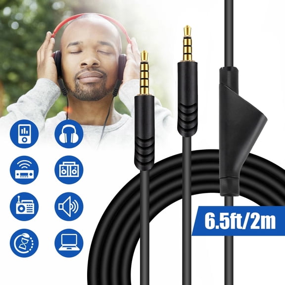 Replacement Audio Cable,Headsets Extension Cable with Mic Control Compatible with Astro A40TR/A40/A10 Gaming Headsets Cord,6.5ft/2m