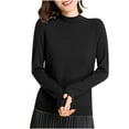 thumbnail image 4 of ZyeKqe Womens Sweaters High Neck Long Sleeve Top Soft Knit Pullover Tops Loose Fitted Blouses Solid Color, 4 of 7