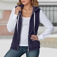thumbnail image 2 of Fall Jackets For Women Polar Fleece Hooded Vest Solid Sleeveless Drawstring Waistcoat Clothing, 2 of 5