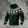 thumbnail image 1 of Ceisia Men's Slim Fit Waffle Knit Hoodie - St. Patrick's Day Shamrock & Nordic Jacquard Sweatshirt Green XXL Gifts, 1 of 3