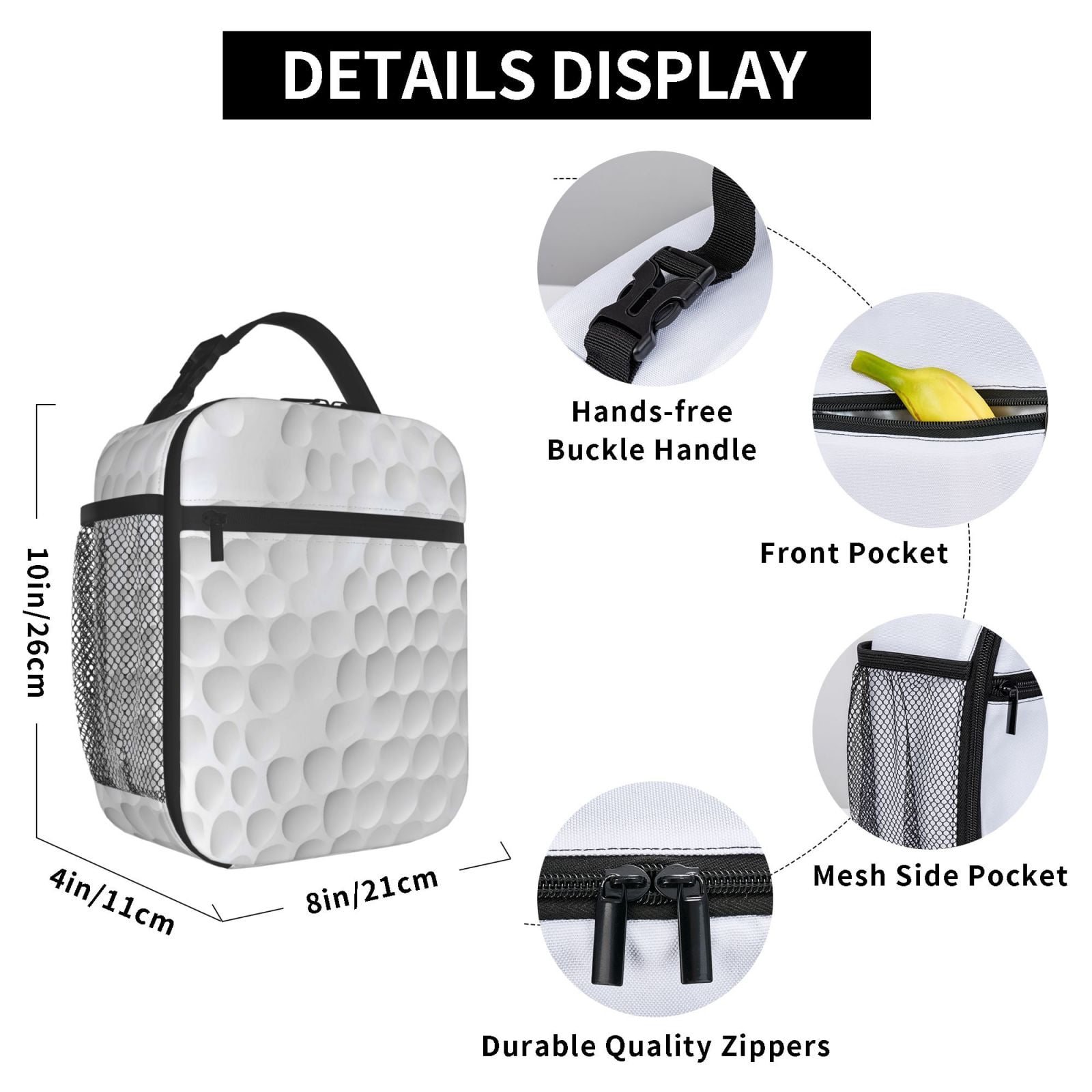 Lunch Bag For Women Men Insulated Portable Lunch Box Bento Box Office Picnic Travel Cooler Bag Spherical Surface
