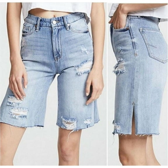 new HABITUAL women jean shorts HFJ00152B-H290 varnish blue pockets sz 26 $128