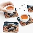 thumbnail image 7 of Pofeuu Coral Fish Dolphin Print Leather Coasters Set of 6, Round Cups Mugs Mat Pad for Home Kitchen Heat Resistant Drink Coasters,Square, 7 of 7