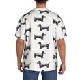 thumbnail image 3 of Balery Dachshund Dog Puppy Camisa Casual de Manga Corta con Botones para Hombre, Texturizada, Estilo Cubano, para Playa, Verano-Small, 3 of 5