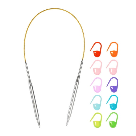 Uxcell Knitting Needles Size US 10(6mm) Circular Needle 16 Inch(40cm) Round Metal Stainless Steel Needle for Handmade Projects DIY Knitting