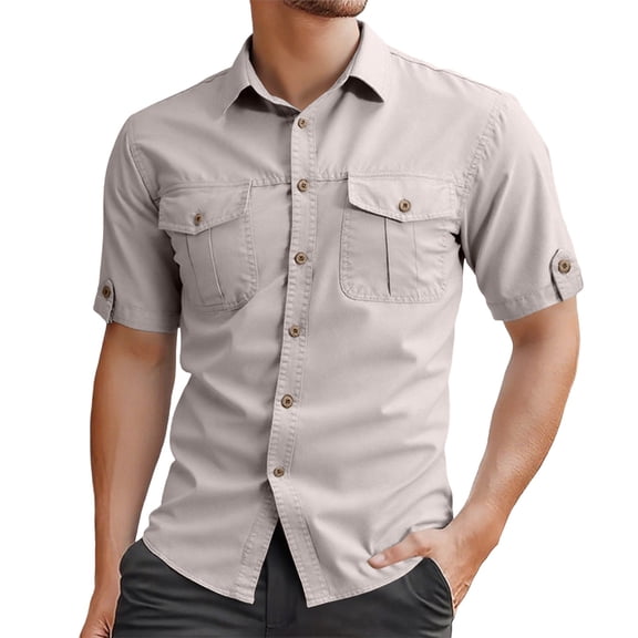 Men's Short Sleeve Button Up Shirts Breathable Comfortable Casual Formal Wear Versatile Stylish Lightweight Summer Mens Summer Lightweight Pullover Tee Shirts