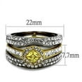 thumbnail image 2 of Womens Gold Rings Two-Tone IP Gold (Ion Plating) Stainless Steel Ring with AAA Grade CZ in Topaz TK2291, 2 of 4