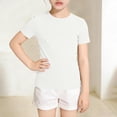 thumbnail image 4 of UAMVSH Girls Short Sleeve T Shirts Kids Ribbed Knit Crewneck Basic Tees Comfy Casual Slim Fit Summer Tops 5-16 Years, 4 of 7