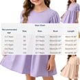 thumbnail image 4 of Cethrio Girls Cotton Dresses, Casual Princess Short Sleeve Crew Neck Kids Summer Dresses Purple Size 4-5 T, 4 of 7