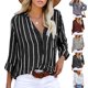 thumbnail image 5 of Blusa de Camisa ANGGREK a rayas de manga larga con Cuello en V Ajuste holgado, 5 of 6