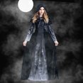 thumbnail image 2 of Minnieouse Adulto Calavera Esqueleto Vestido largo con capucha Disfraces de Halloween Cosplay Disfraces de disfraces negro M Minnieouse FS9136-02, 2 of 6