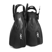 Adult Adjustable Snorkeling Diving Fin- Short Blade, Adjustable Flippers, Diving Equipment, 1 Pair – Black Small Size