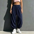 thumbnail image 4 of cocolona Womens Solid Color Casual Sweatpants Elastic Waist Drawstring Curved Workout Running Jogger Pants with Pockets, 4 of 5