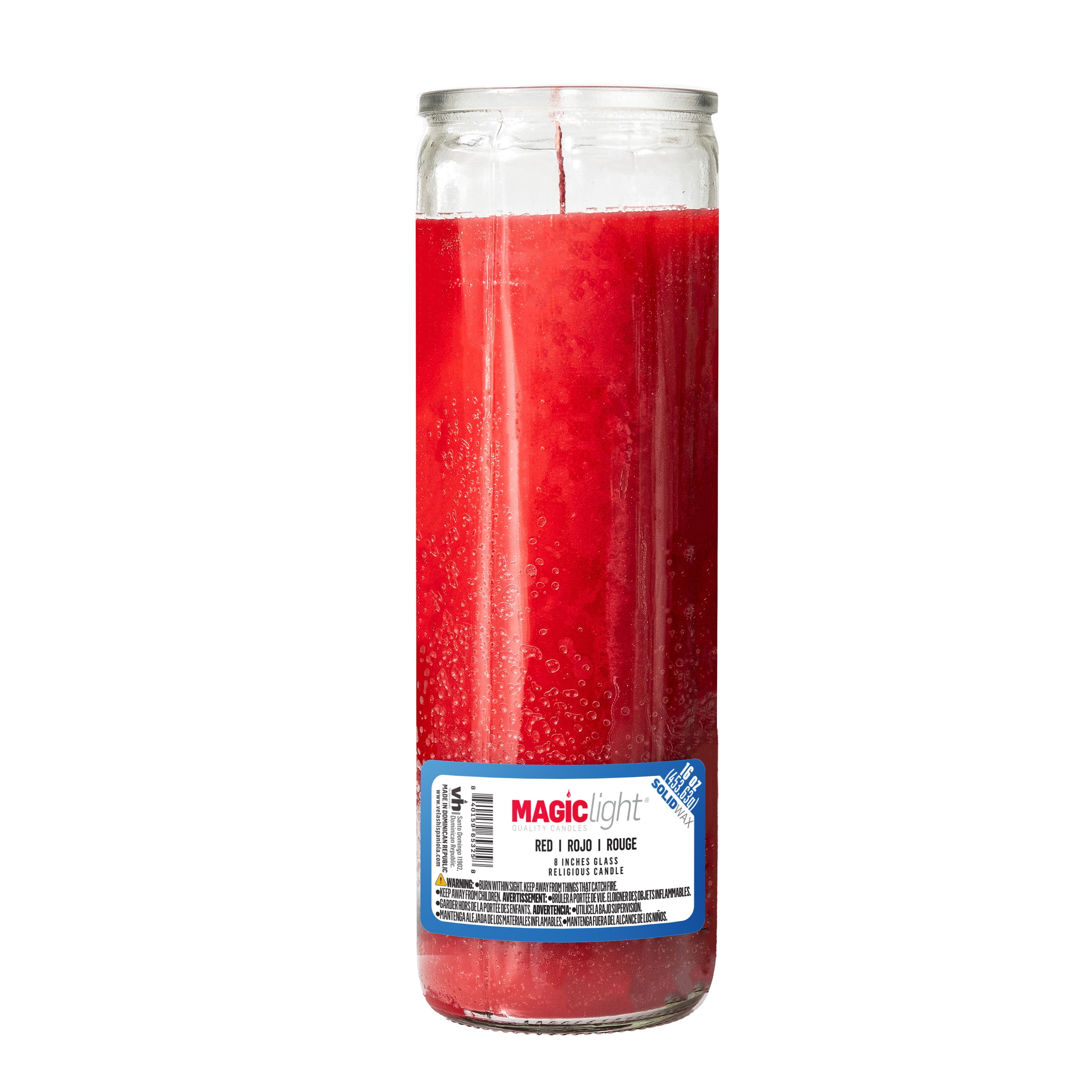 (2 pack) MagicLight Religious Candles 16 oz - Clear Glass Jar, Unscented Red Wax
