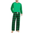 thumbnail image 6 of ZUKMRJPC Mens Cotton Pajama Set Long Sleeve Crewneck Top Plaid Pants Soft Comfy Winter Warm Loungewear Sleepwear Set, 6 of 7