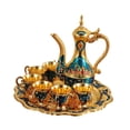 thumbnail image 3 of Juego de cafetera turca, juego de tetera de metal para vino, diseño retro, elegante tetera de lujo para azul, 3 of 9