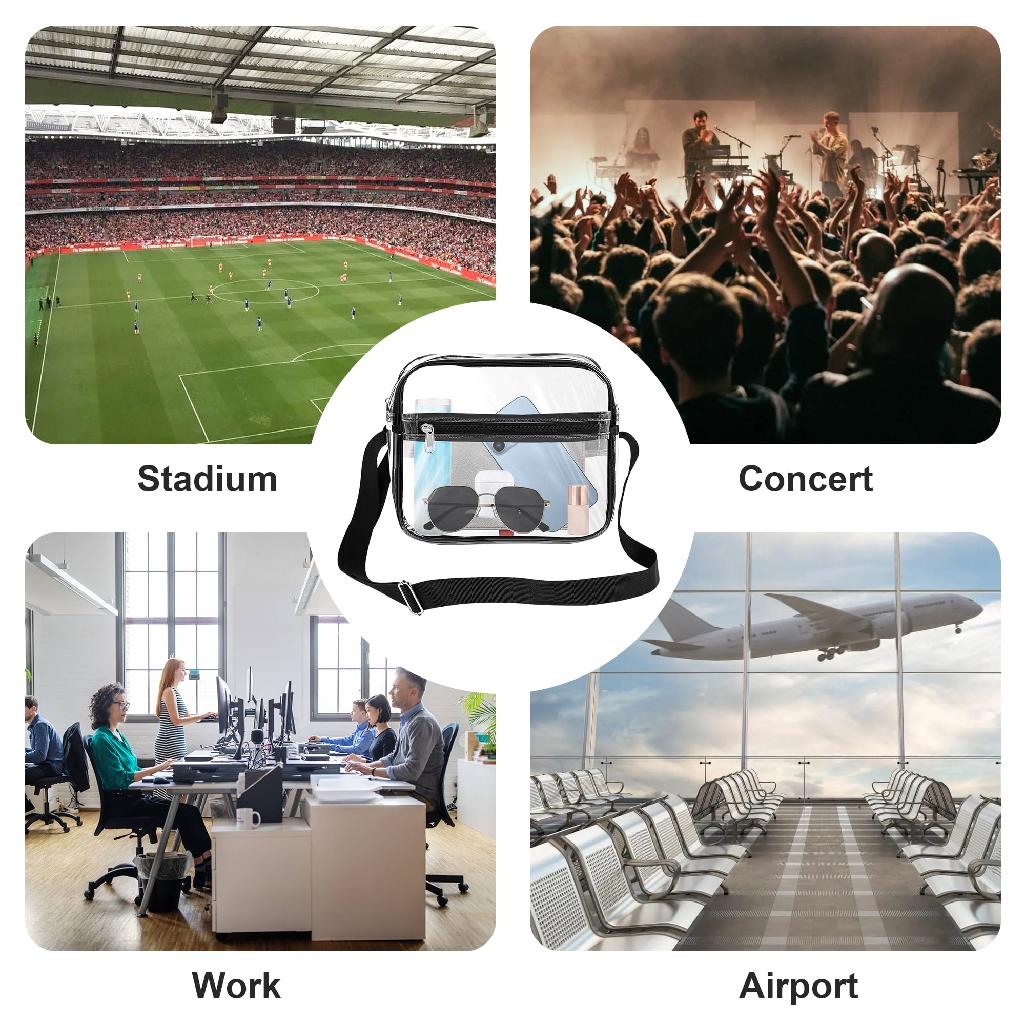 TSV Stadium Approved Clear Crossbody Bag, Waterproof Shoulder Purse Bag with Adjustable Strap for Concerts