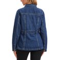 thumbnail image 3 of INSPIRE CHIC Women's Denim Jackets Distressed Button Down Long Sleeve Jean Jacket Trendy with Pockets M Dark Blue, 3 of 6