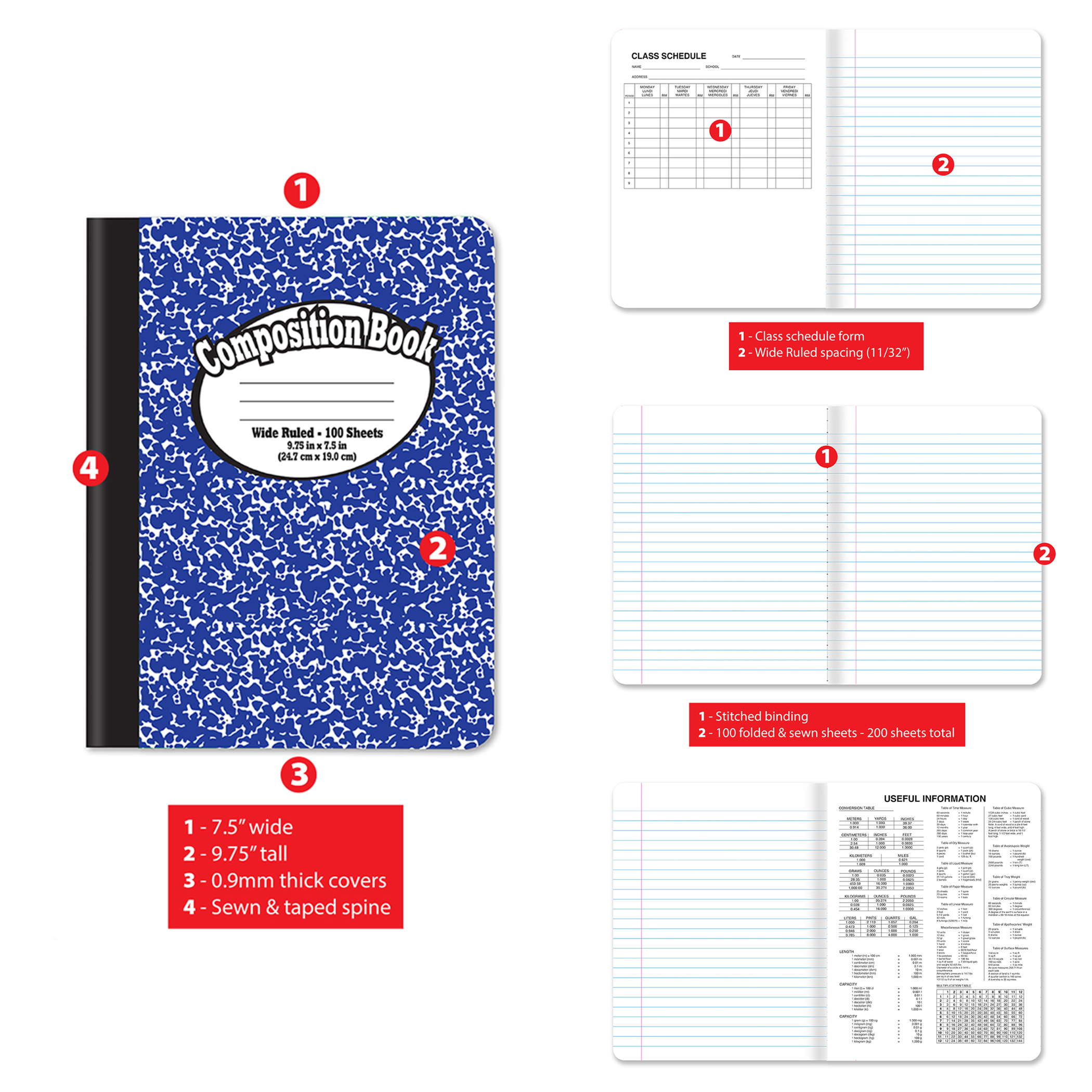 Better Office Products Com position Notebooks, 100 Sheets, 12 Pack
