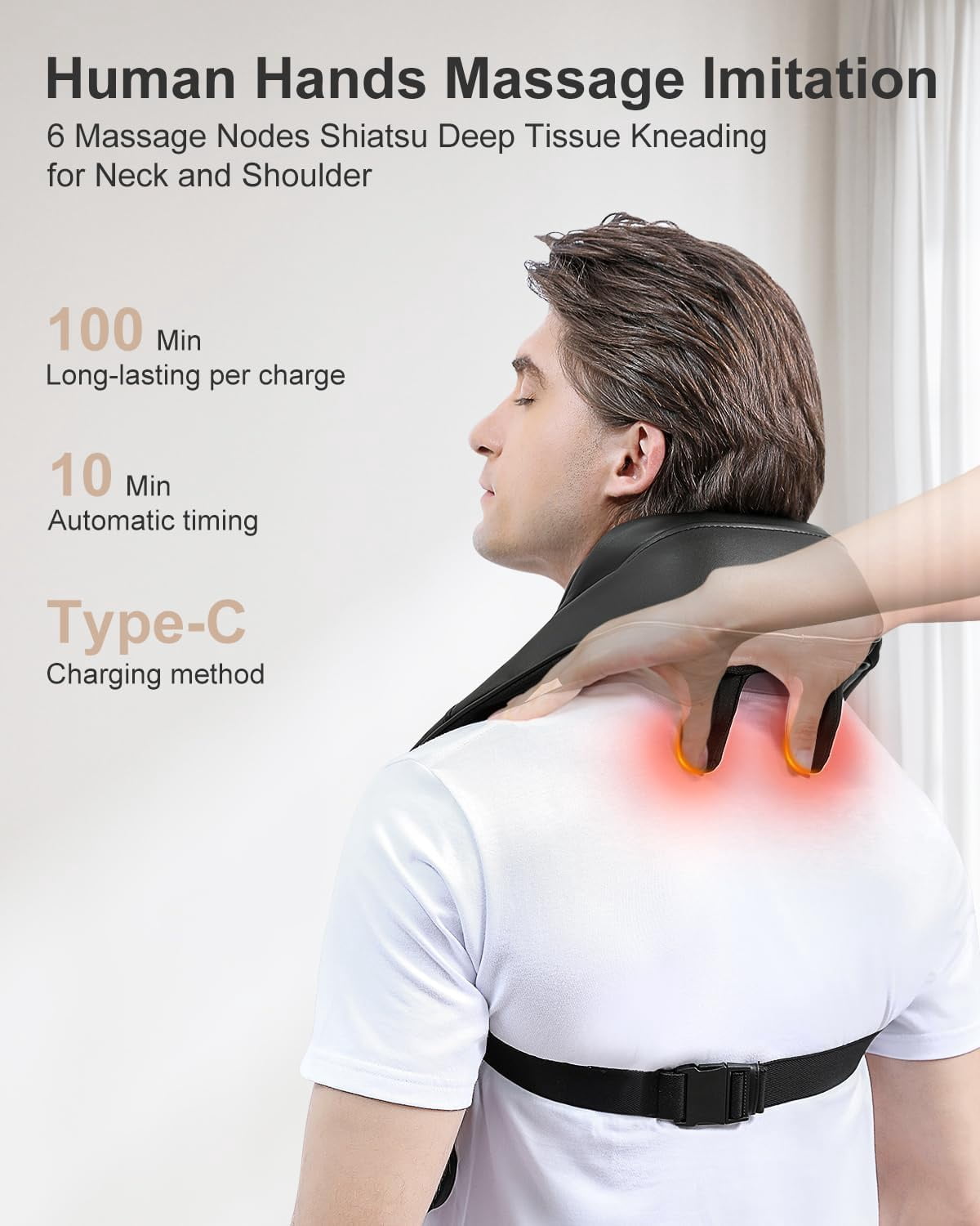 Medcursor Shiatsu Back and Neck Massager, Cordless Heated Neck and Shoulder Massager Kneading for Pain Relief Deep Tissue with Heat, Home/Office/Car Use, Birthday/Christmas Gift for Women/Men/Senior