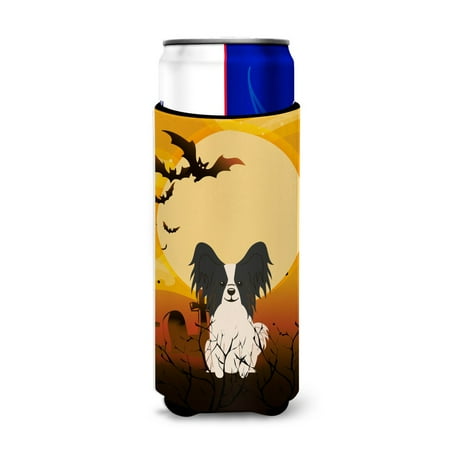 

Carolines Treasures BB4342MUK Halloween Papillon Black White Michelob Ultra Hugger for slim cans Slim Can multicolor