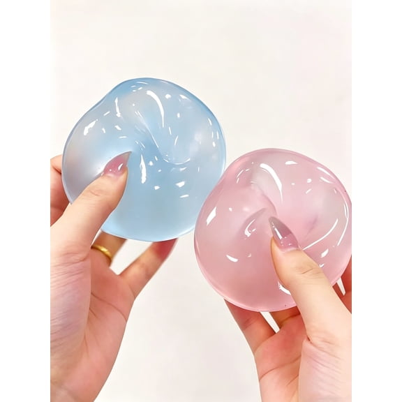 Malleable Blue Coconut Oil Squishy Stress Ball, Clear Jelly Squeeze Fidget Toy, Slow Rebound Decompression Hand Toy, Stress Relief Sensory Toy for Kids Adults Anxiety & Relaxation