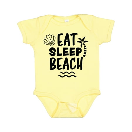 

Inktastic Eat Sleep Beach with Seashell and Palm Tree Gift Baby Boy or Baby Girl Bodysuit