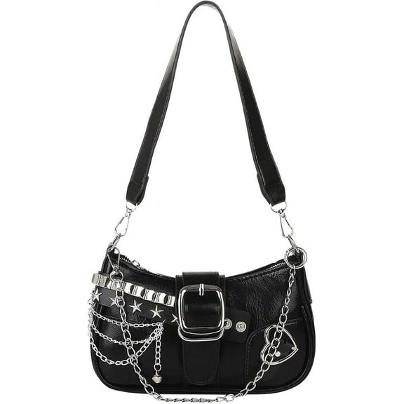 Kwuty Verdusa Women's Y2k Star Embroidery Shoulder Bag Mini Chain Hobo Handbag Purses