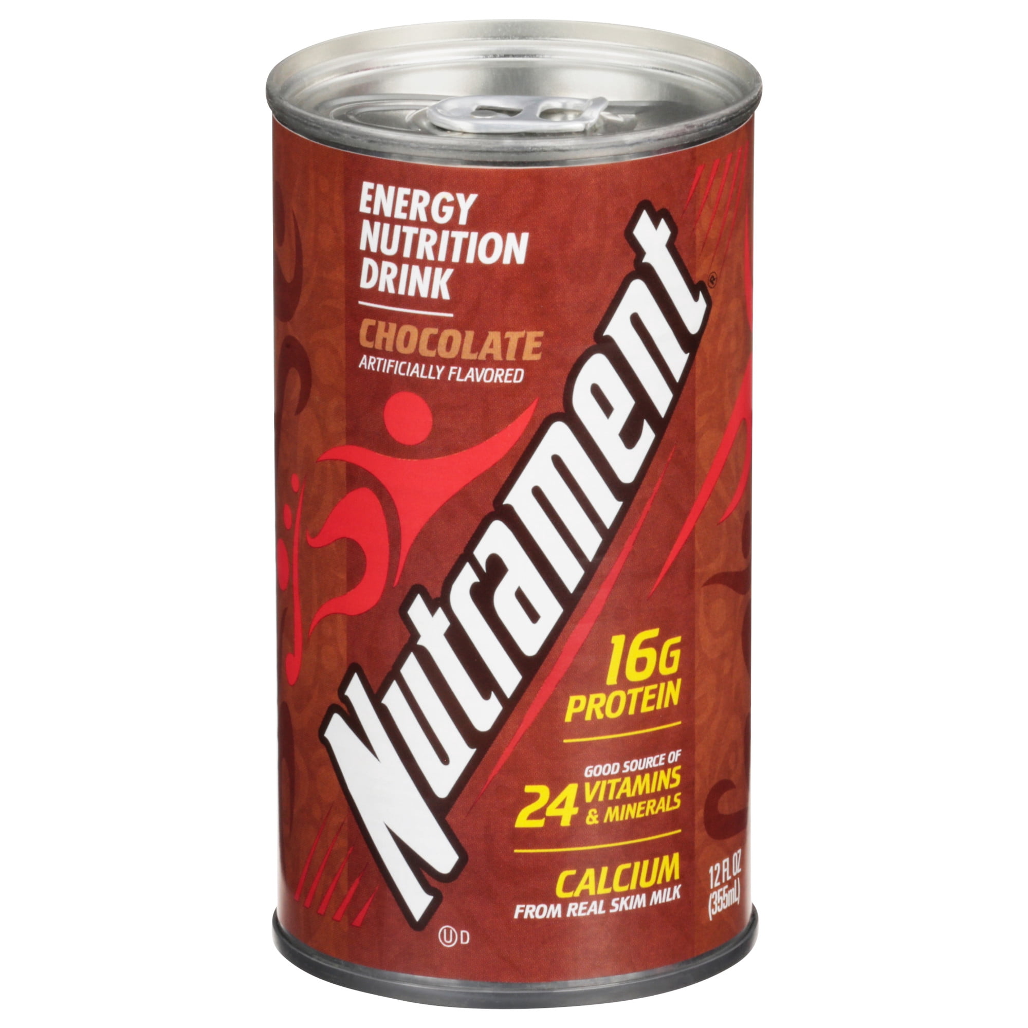 Nutrament Chocolate Nutrition Drink, Energy Drink with Vitamins, Minerals and Protein, 12 fl oz Can