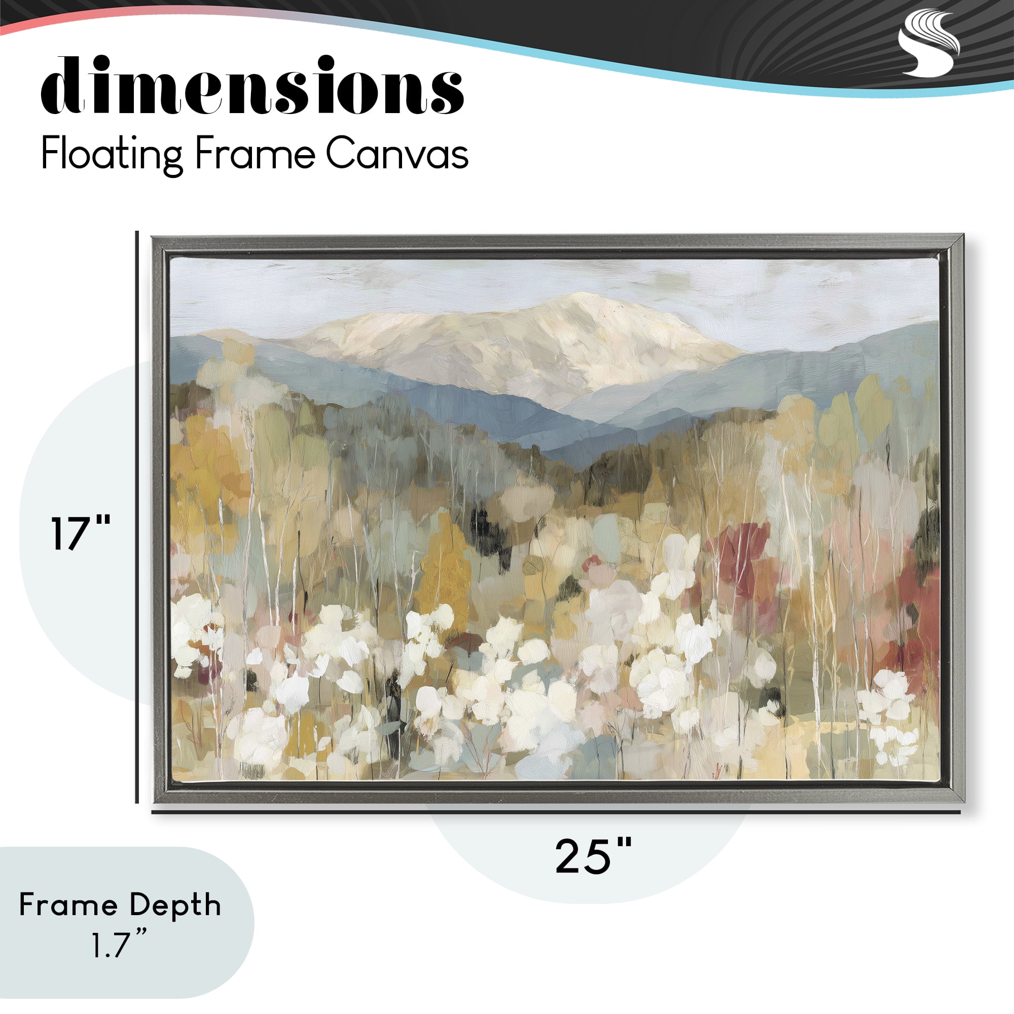 Stupell Industries Autumn Mountain Meadow Gray Framed Floater Canvas Wall Art, design by Chromatic Storm Studio