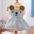 thumbnail image 5 of sunsanly Pet Dress Round Neck Soft Comfortable Cartoon Bear Ears Decor Pet Plaid Dress Cat Dog Jumpsuit Daily Wear, 5 of 7