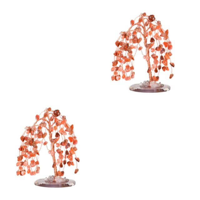 Decodeary Exquisite Tree Decoration - Good Wishes And Meaningful Home Or Office Ornament Safe Tree Desktop Red 2Set