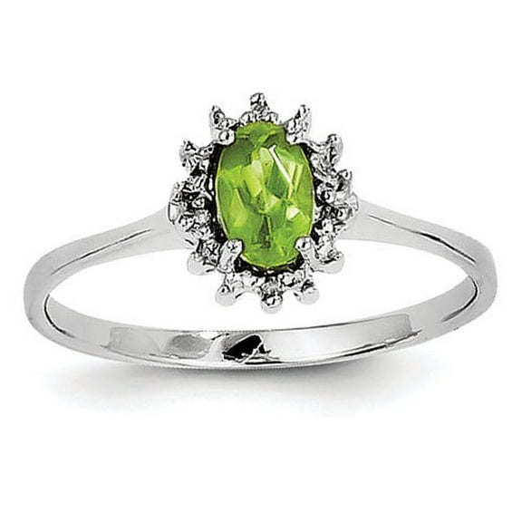 Primal Silver Sterling Silver Rhodium Peridot Diamond Ring