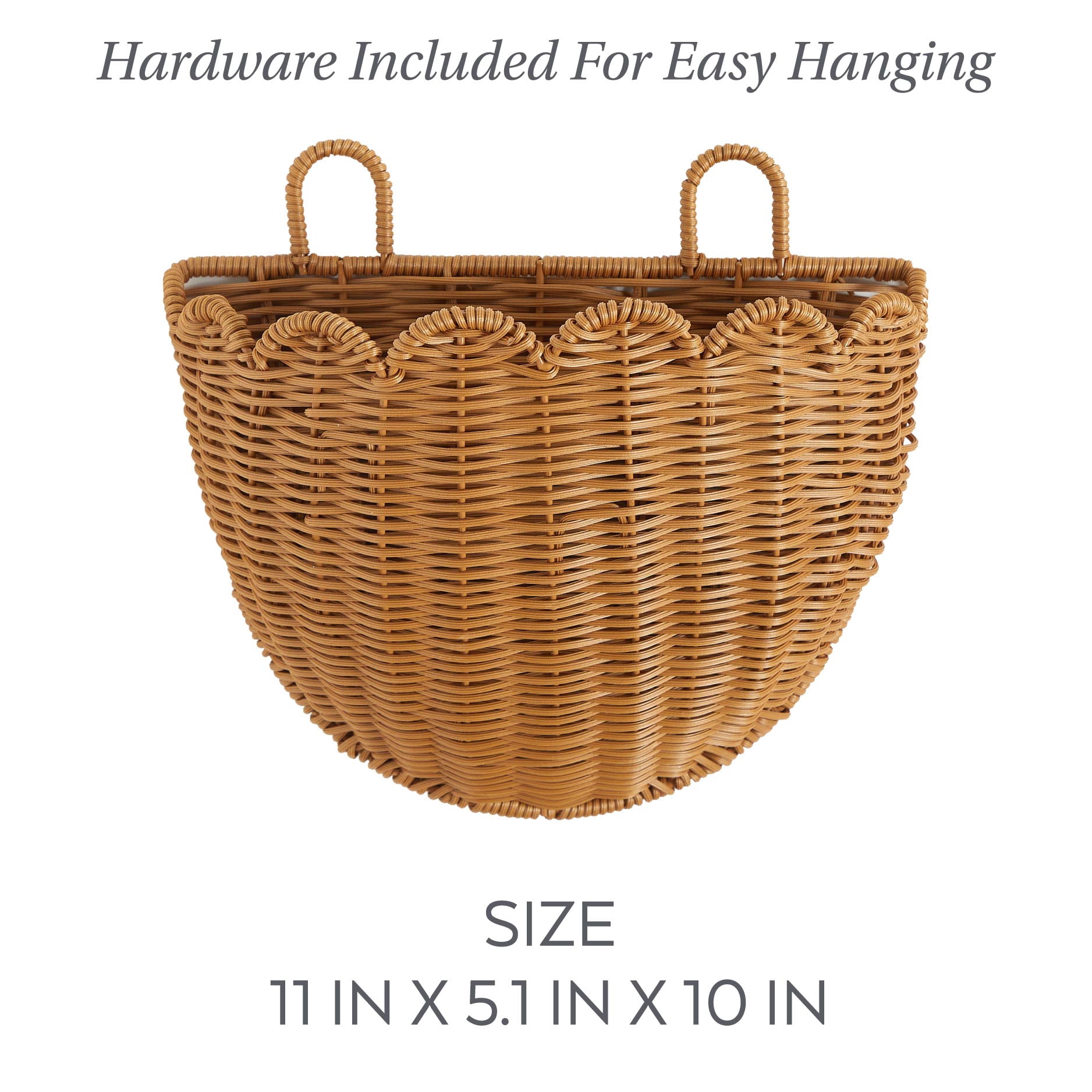 Stylehouse Scalloped Woven Rattan Decorative Wall Hanging Basket