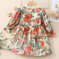 thumbnail image 2 of YEEDISON Children's Dress Autumn and Winter Girls' Dress Cotton Long Sleeve Flower Pattern Lace Neck Dress for 0-18M, 2 of 4