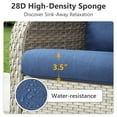 thumbnail image 3 of Opohoro 72" Outdoor Wicker Patio Sofa with Cushions, 3-Seat PE Rattan Couch for Porch, Light Gray/Blue, 3 of 7