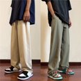 thumbnail image 2 of Pantalones de pierna ancha rectos de algodón para hombre, pantalones Cargo sueltos, marca Tide, nueve puntos, deportes de gimnasio, pantalones casuales con Bolsillo grande, 2 of 4