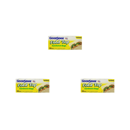3 Pack GoodSense Fold Top Sandwich Bags, 300ct
