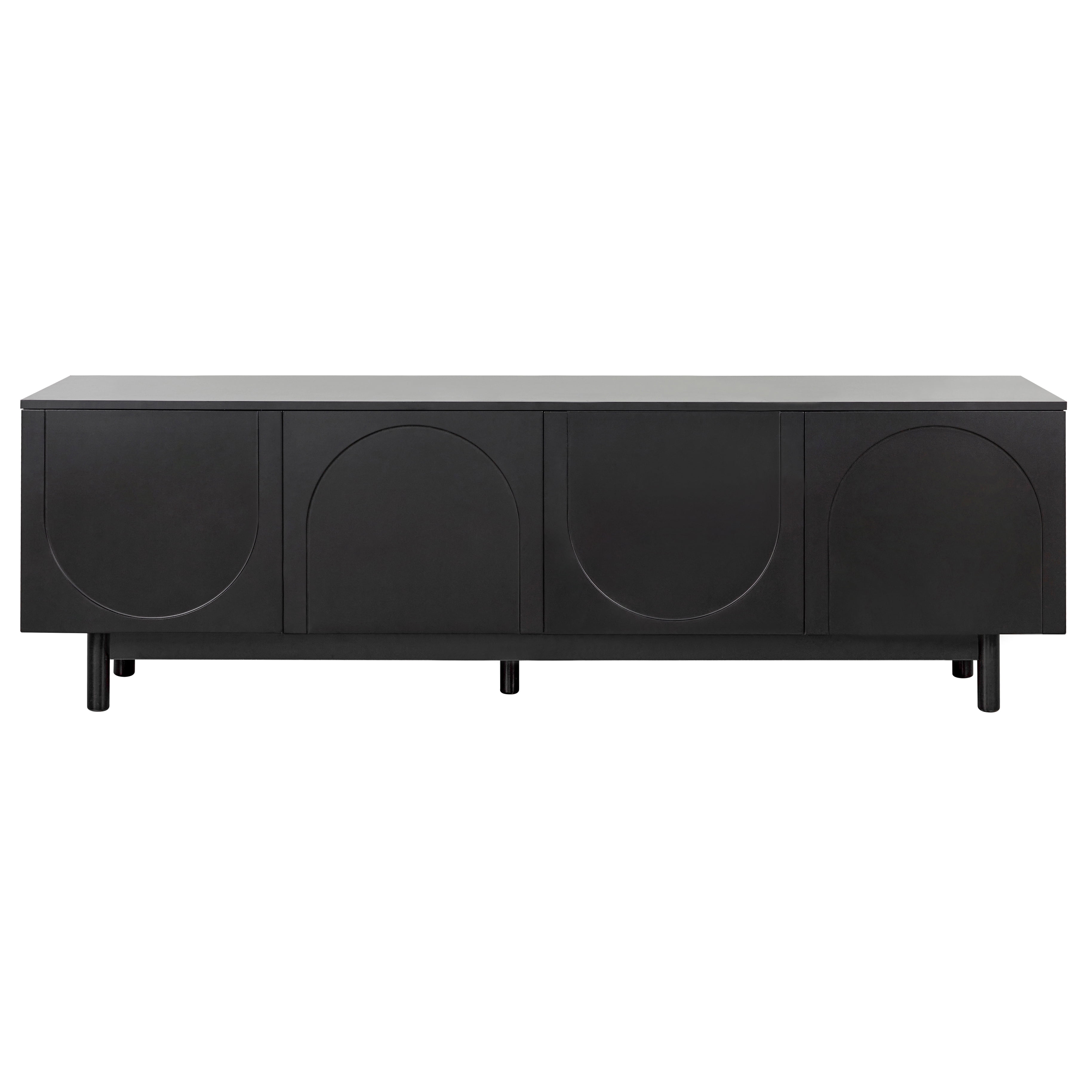 Euroco Modern Arched Door TV Stand with Adjustable Shelves and Cable Management – Media Console with Solid Wood Legs