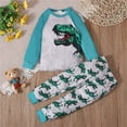 thumbnail image 2 of Gpaecead Toddler Girls And Boys' Pajamas Set Dinosaur Casual Long Sleeve Tops Round Neck Printed Long Pants Sets Blue, 2 of 9