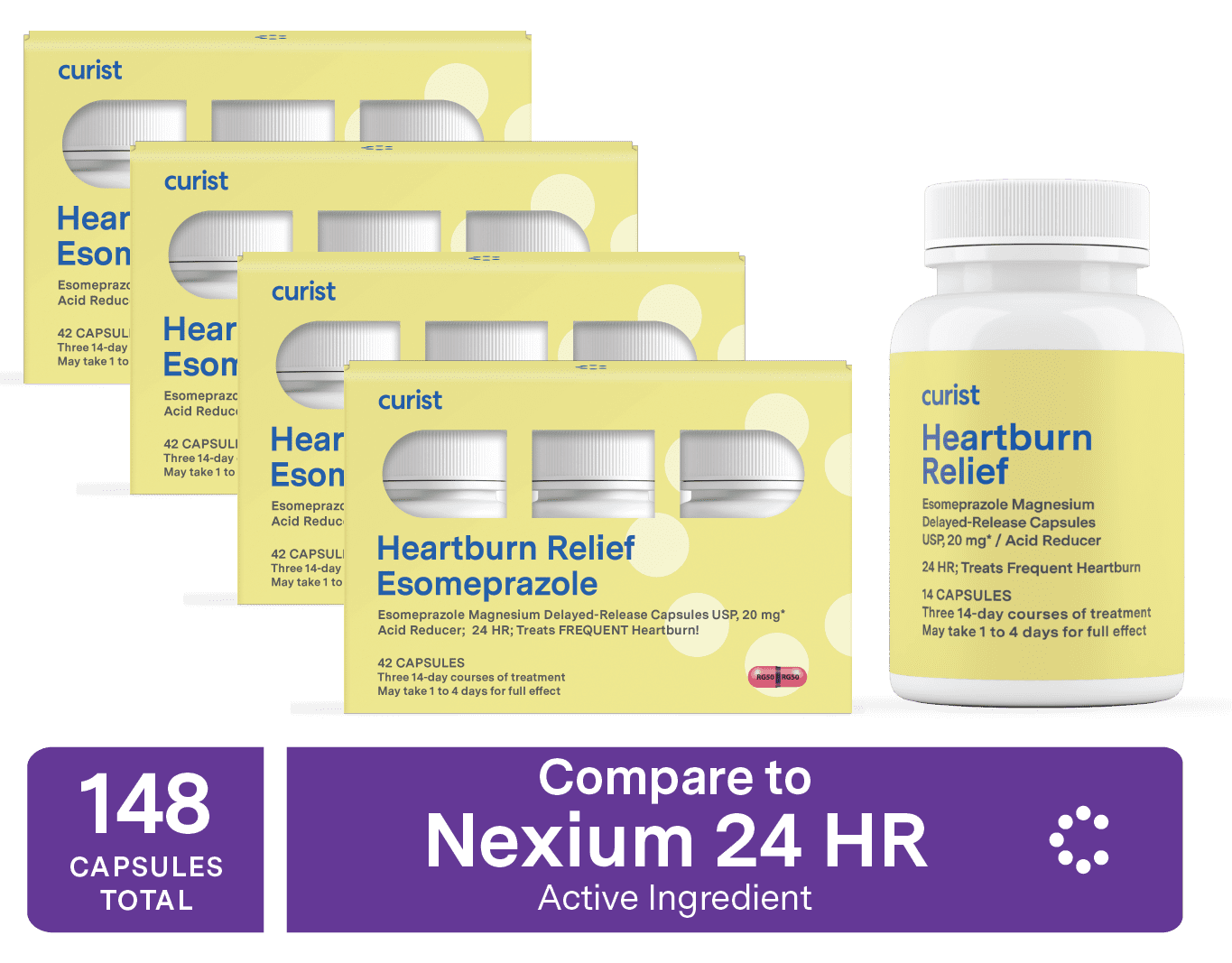 Curist Esomeprazole Magnesium 20 mg 168 Ct Capsules (4x42) Nexium