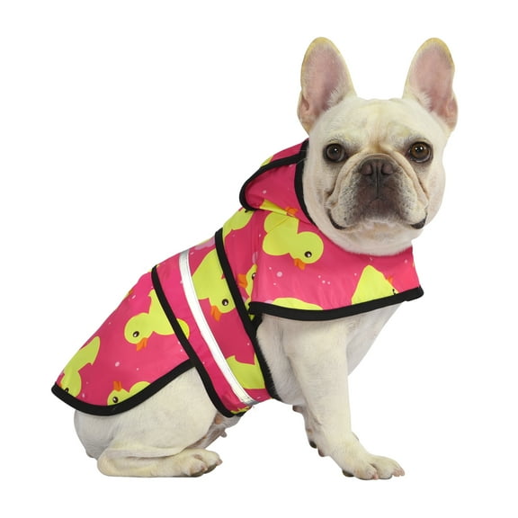 HDE Dog Raincoat Hooded Slicker Poncho for Small to X-Large Dogs and Puppies Ducks Pink M