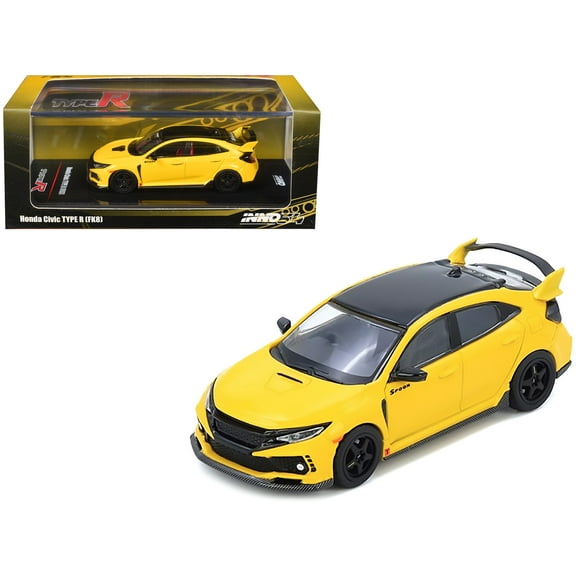 Honda Civic Type R (FK8) RHD (Right Hand Drive) Yellow with Black Top 1/64 Diecast Model Car by Inno Models