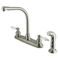 thumbnail image 7 of Kingston Brass GKB719  GKB719 Water Saving Victorian High Arch Kitchen Faucet with Oak & Porcelain Lever Handles, Satin Nickel with Polished Brass, 7 of 7
