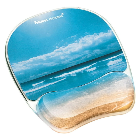 Fellowes Photo Gel Mouse Pad Wrist Rest with MICROBAN - Sandy Beach (9179301)