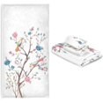 thumbnail image 7 of 3-Piece Towel Set,Watercolor Floral Tree Bird Bath Towel Sets, 1 Bath Towel, 1 Hand Towel, 1 Washcloth, Spring Flowering Tree Bird Flower Absorbent Soft Towels Quick Drying for Bathroom, 7 of 7